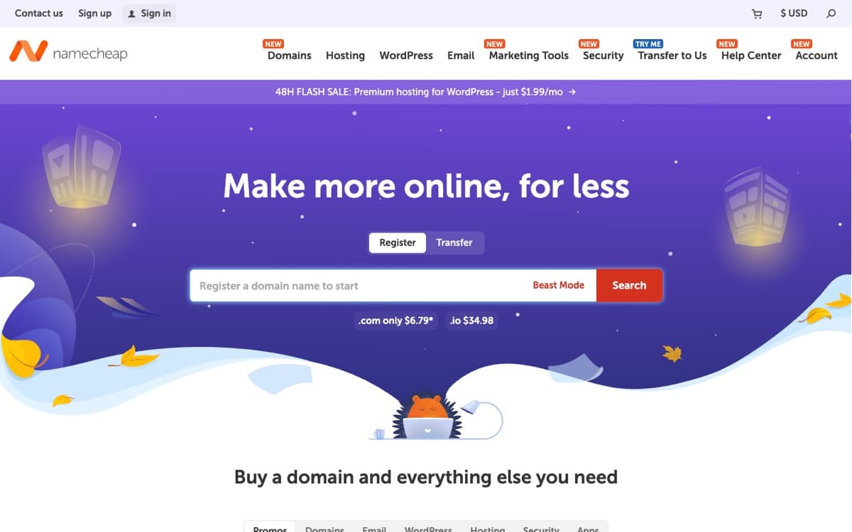 Namecheap website